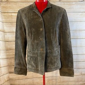 Liz Claiborne 5 Button 2 Pocket 100% Suede Jacket Women’s Size Medium